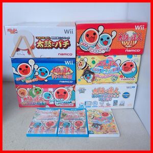 Wii/WiiU 周辺機器 太鼓の達人Wii専用コントローラ 6台 + ソフト3本 みんなでパーティ3代目 等 まとめてセット タタコン 箱付【BA