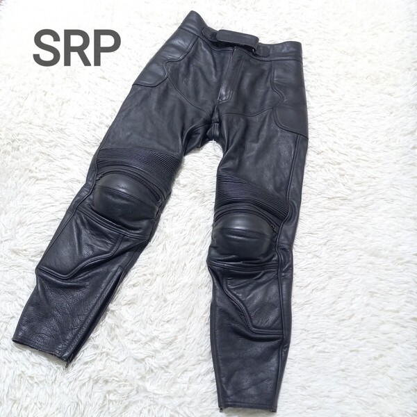 【良品】 SRP バイク レーシングパンツ レザーパンツ 本革 革 ライディングパンツ ライダース バイカー 黒 ブラック L