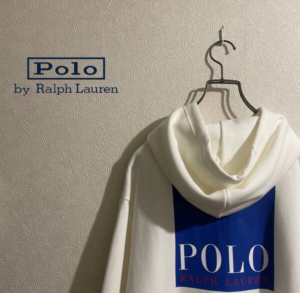 ◯ POLO Ralph Lauren バックロゴ ジップ パーカー / ポロ ラルフローレン スウェット ホワイト 白 L Mens #Sirchive