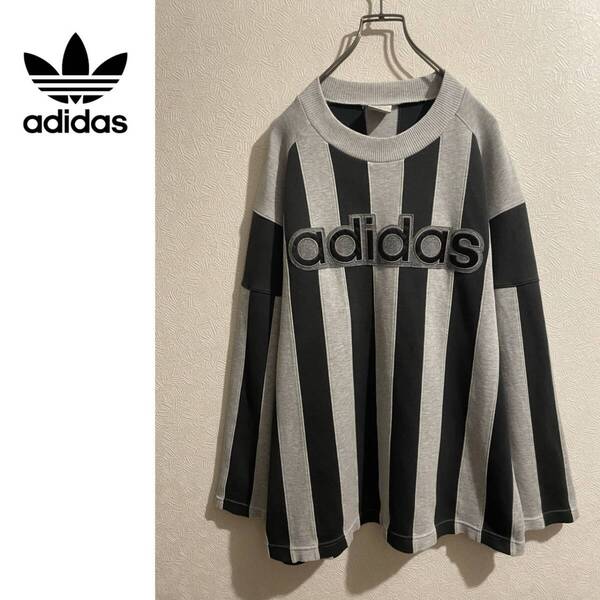 ◯ Vintage 90s adidas ストライプ ロゴ スウェット / アディダス ヴィンテージ デサント ゲームシャツ ユニフォーム M L Mens #Sirchive
