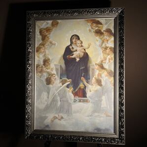 キャンバス プリントアート ブグロー 聖母と天使 絵画 額付 インテリア