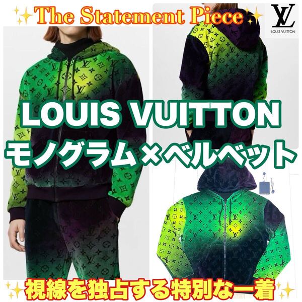 LOUIS VUITTON ルイヴィトン モノグラム グラデーションベルベットジップアップパーカー S パーカー スウェット フーディ ジップアップ