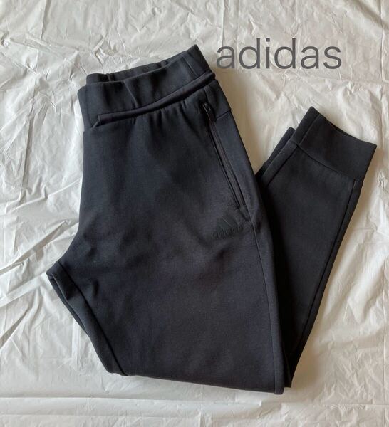 送料無料 adidas アディダス スウェット ジョガーパンツ ジッパーポケット ブラック レディース L ブランド