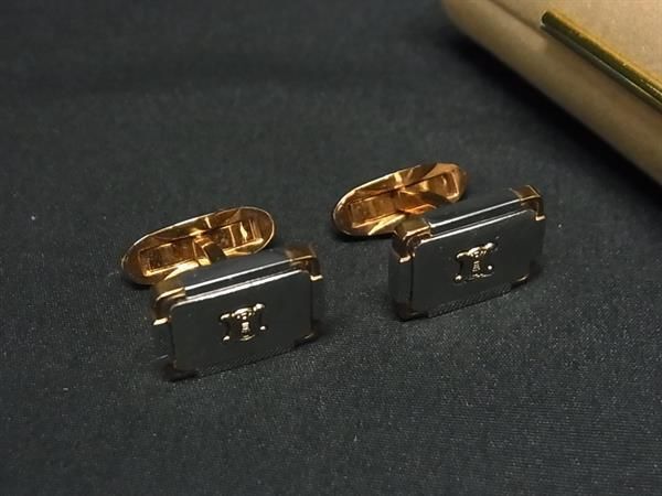 セリーヌ　カフリンクセット　ゴールド&グレー セリーヌ カフリンクセット ゴールド&グレー セリーヌ