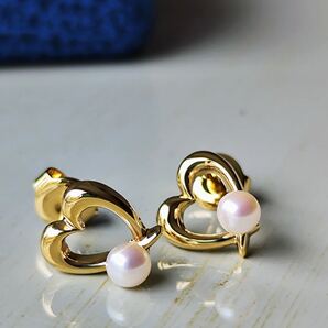 MIKIMOTO ミキモト あこや真珠 ベビーパール オープンハート ピアス 18金