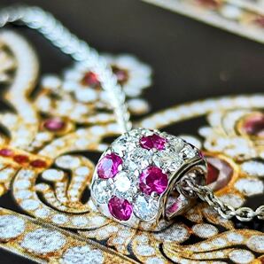 MIKIMOTO ミキモト 天然ルビー 天然ダイヤモンド パヴェ 18金WG ネックレス