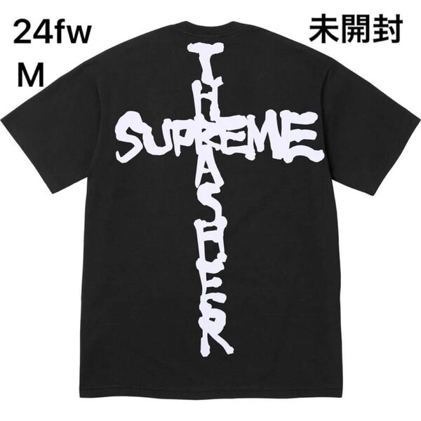 未開封 24fw Supreme Thrasher Cross Tee Black M タグ、ステッカー付き シュプリーム Tシャツ 黒 ブラック バックプリント スラッシャー