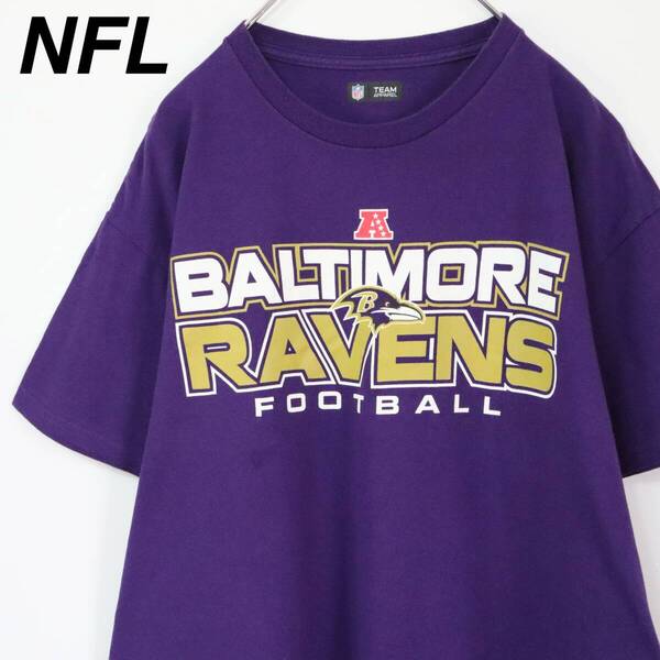 【NFLチーム】レイブンズ Tシャツ ビッグロゴ Lサイズ パープル アメフト