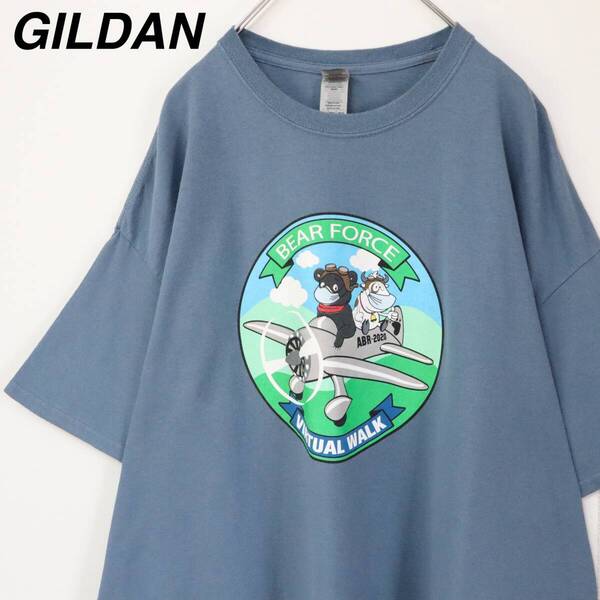 【アニマルプリント】ギルダン Tシャツ クマ 動物 空軍 両面プリント 2XL