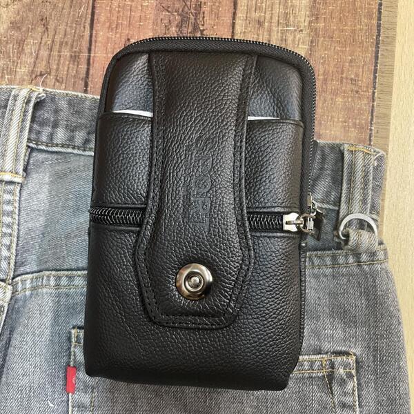 新品 本革レザー スマホポーチ ウエストバッグ メンズ ベルトポーチ ヒップバッグ カラビナ ナスカン 多機能型 iPhone 携帯電話 送料無料
