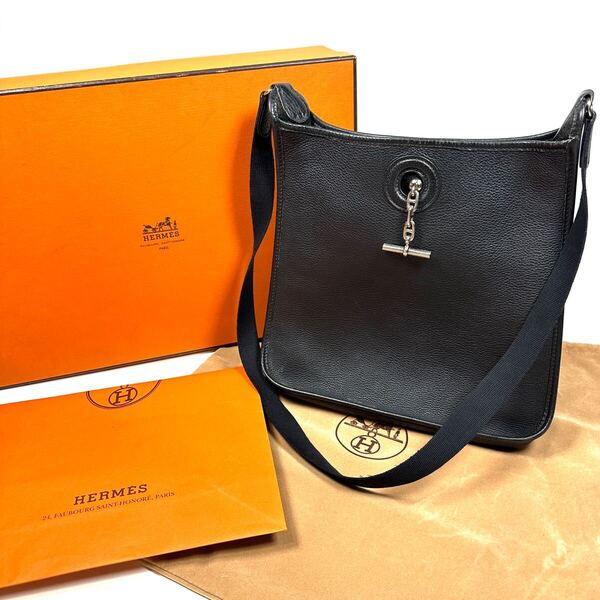希少◇Hermes エルメス ヴェスパPM 1999年 ショルダーバッグ シェーヌ・ダンクル トリヨンクレマンス ブラック シルバー ユニセックス