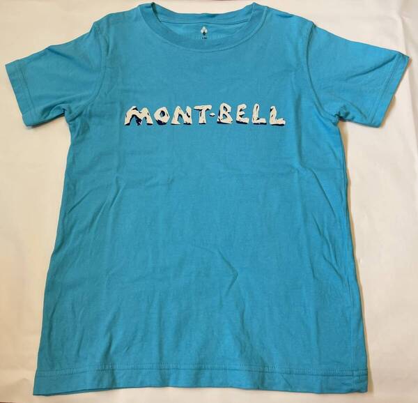 ★モンベル 半袖Tシャツ ブルー 130cm コットン 岩 キッズ 男の子