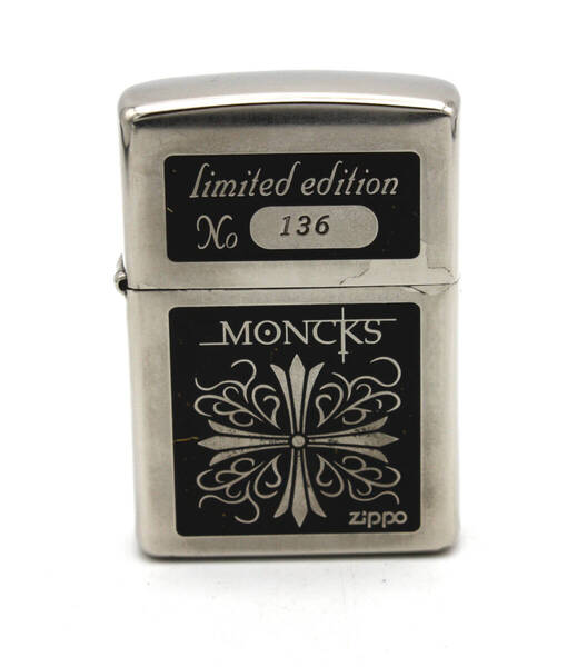90’s ビンテージ ZIPPO ジッポ MONCKS モンクス クロスデザイン シリアルナンバー入り リミテッド オイルライター 1998年製
