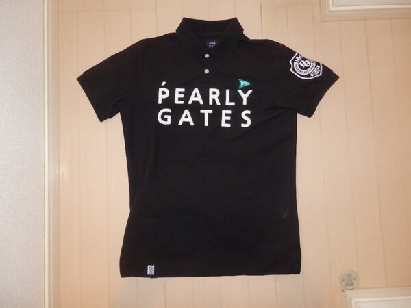 美品 認識タグ有★PEARLY GATES パーリーゲイツ★人気 半袖シャツ 黒 PG柄 2019年モデル★サイズ 5 L