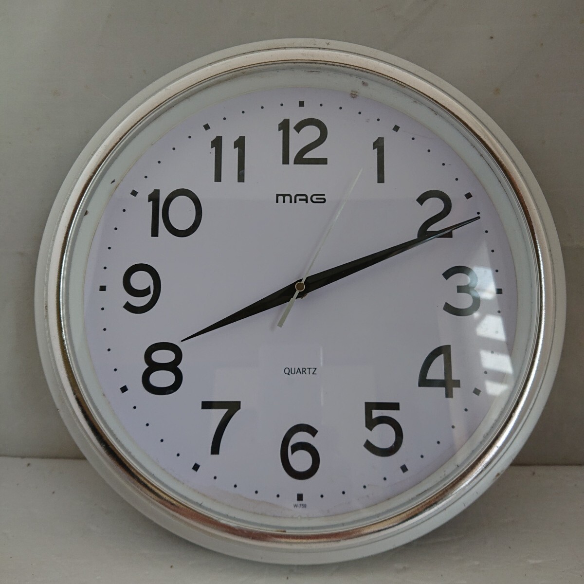 古い大きな丸掛け時計 シチズン 掛け時計 大型 木枠 オフィス 電波掛け時計 8MY548-006