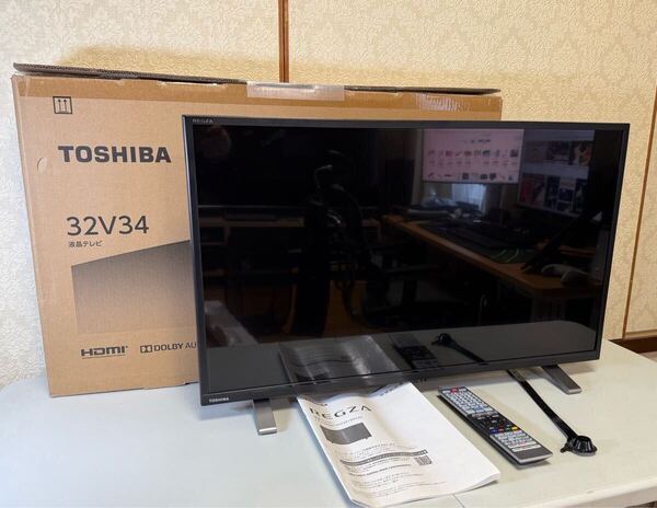 東芝 32インチ 液晶テレビ 32V34 REGZA ハイビジョン 外付けHDD 裏番組録画対応 動画アプリ搭載 2023年製
