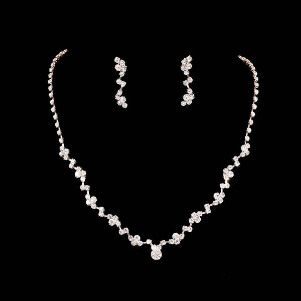 ネックレス ピアス 2点セット シルバー キラキラ パーティー 結婚式 発表会 ブライダル レディース アクセサリー 高級感