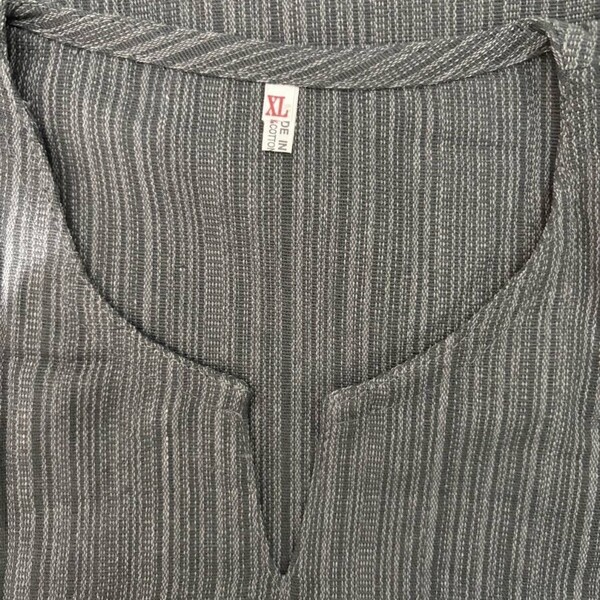 【XL・グレー】 コスパ 大人 メンズ タイ産 シンプル 無地 Tシャツ コットン 綿 キーネック 半袖 夏 エスニック アジアン トップス