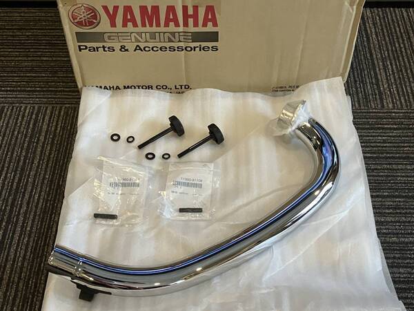 新品未使用 SR400 SR500 キャブ車用 ヤマハ純正3重管エキパイ&純正スタッドSET 脱着式フルBKシートボルト付き