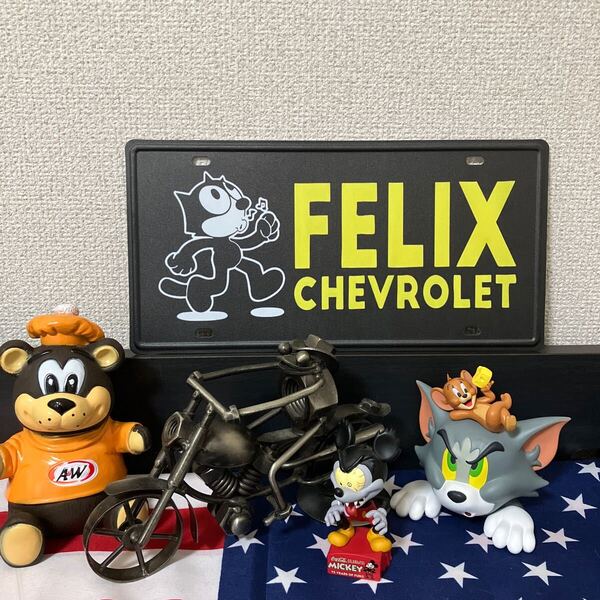 FELIX×CHEVROLET ナンバープレート ブリキ看板 アメリカン雑貨