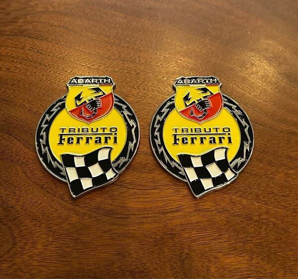 ラスト1セット 新品2個 ABARTHアバルト695 TRIBUTO FERRARIトリブートフェラーリ サイドエンブレム 社外メタル金属 定価2個127,600円
