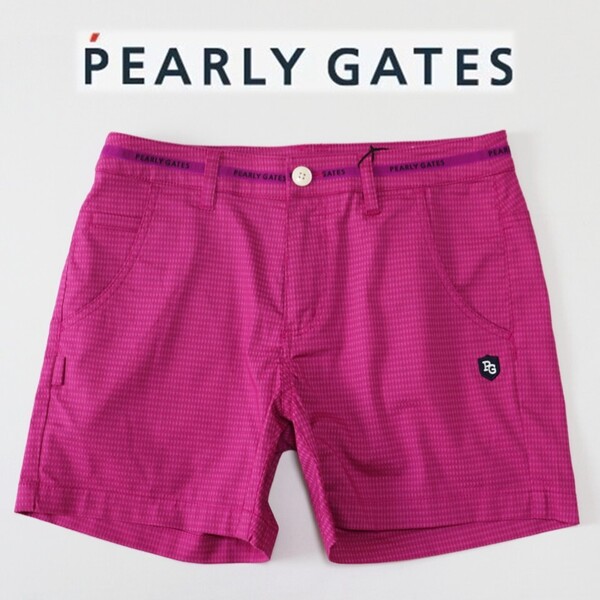 《PEARLY GATES パーリーゲイツ》新品 定価23,100円 ティー付き 接触冷感 ストレッチショートパンツ ゴルフパンツ 1(W74)S2250