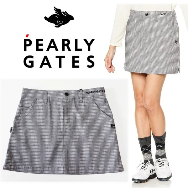 《PEARLY GATES パーリーゲイツ》新品 定価28,600円ドビー変形ダイヤ柄 ストレッチ5ポケットスカート ゴルフウェア 2(W78)S2258