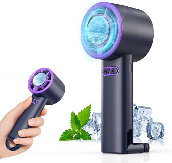ハンディファン 強力 携帯扇風機 瞬間冷却プレート 5段階風量調整 Type-C対応 USB急速充電