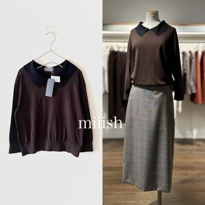 新品タグ付 2024 MARGARET HOWELL マーガレットハウエル コットンシルク襟付きニット 38,500円