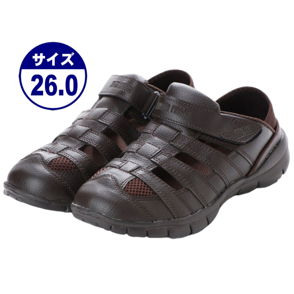 特価★アウトレット【18374-brn-260】メンズ かかとを踏める 2way カメ サンダル 軽量 通気性良好 ドライビングシューズ スポーツサンダル