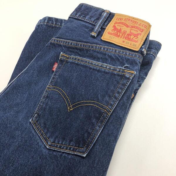 Levi's517 W34L34 ブーツカット フレア デニムパンツ 濃紺 M