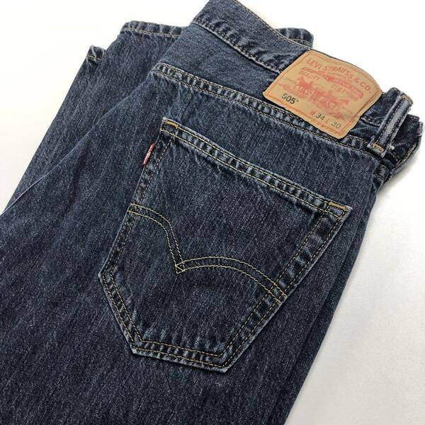 【美品】Levi's 505 W34L30 ストレートデニム 濃紺 M