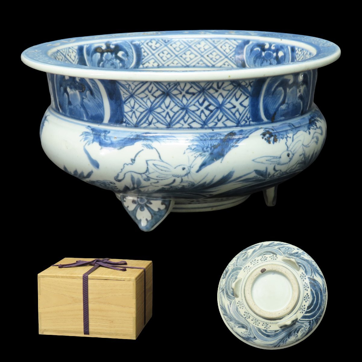 骨董品　染付 重箱 箱付 K様専用！骨董品 染付 重箱 三段重 丸型 陶器 お重 福 - メルカリ