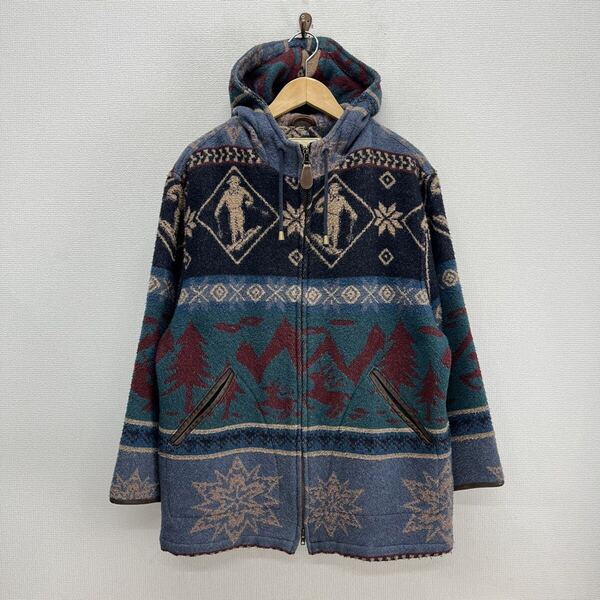 L.L Bean エルエルビーン H228 70~80s ノルディック柄 ジップアップ ジャケット ウール 総柄 レディース M 10127979