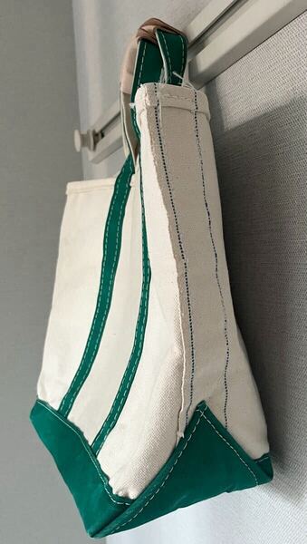 超美品 80s 2色タグ llbean トートバッグ 使用感少 ピンピン USA製 ミディアム グリーン BOAT & TOTE ヴィンテージ アウトドア キャンバス