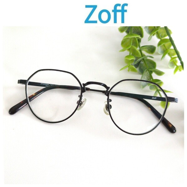 Zoff ゾフ 眼鏡 メガネ ブラック 黒縁 ラウンド ボストン べっ甲 軽量 ユニセックス オシャレ 丸メガネ ビジネス フレーム 細め ブラウン