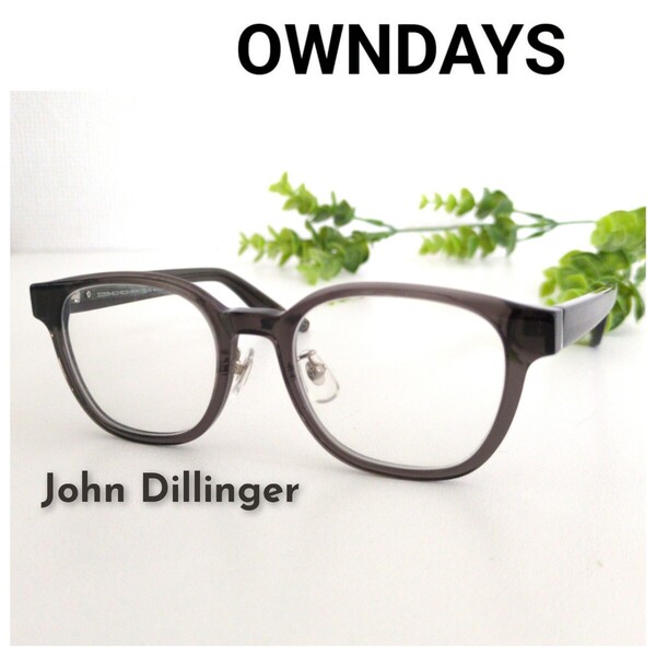 良品 OWNDAYS オンデーズ メガネ 眼鏡 John Dillinger ユニセックス グレー ブラック ウェリントン ボストン ビジネス オシャレ 人気