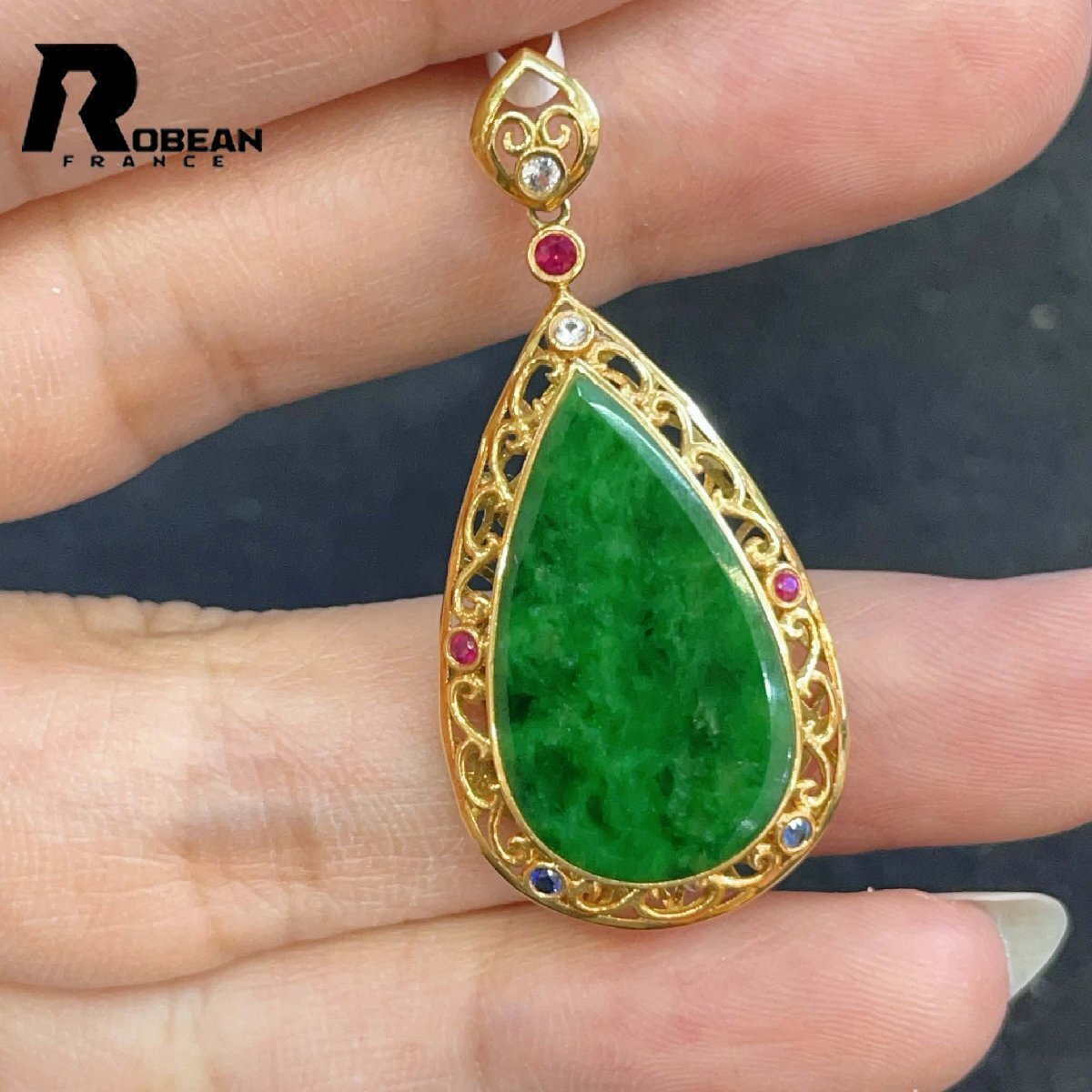 天然石ヒスイのペンダント　　K18  新品 天然石アクセサリー 日本各地で産出される貴重な石<br> 北海道