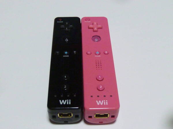 R06【送料無料 即日発送 動作確認済】Wii リモコン 2個セット 任天堂 純正 RVL-003 黒 ブラック ピンク コントローラ コントローラー