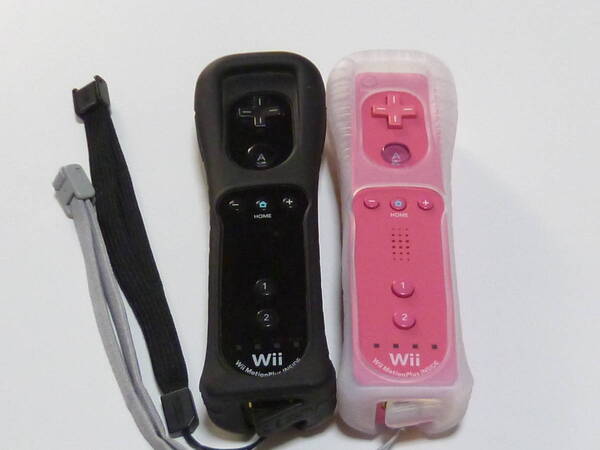 R078【送料無料 即日発送 動作確認済】Wii モーションプラス リモコン 内蔵 ストラップ 任天堂 純正 RVL-036 ブラック ピンク