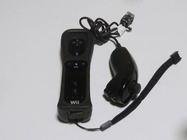 RSJN09【送料無料 即日発送 動作確認済】Wii リモコン ストラップ ヌンチャク 任天堂 純正 RVL-003 ブラック 黒 コントローラ