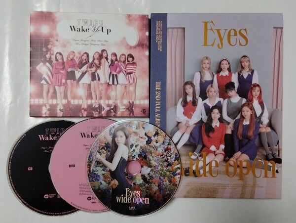 送料込み TWICE CD 2個セット 日本3rdシングル ☆Wake Me Up☆ 初回A & 2集 ☆Eyes wide open☆ サナ 韓国盤 K-POP