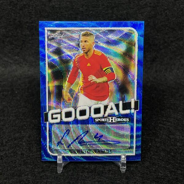 2018 Leaf Metal Sports Heros セルヒオラモス Sergio Ramos 直筆サインカード ブルーウェーブ 世界7枚限定 スペイン代表 Panini Topps