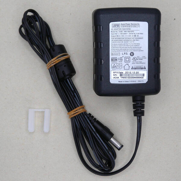即決! ケーアンドケー APD ACアダプター WA-18Q12FU 12V 12.0V 1.5A ピン無し 5.5mm 2.5mm フェライトコア付き / LACIE WA-18H12 代替 流用