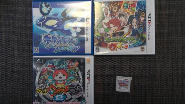 ★☆3DSソフト 4点セット(モンスト/ポケモンアルファサファイヤ・妖怪ウォッチ2元祖/パズドラスーパーマリオエディション)☆★
