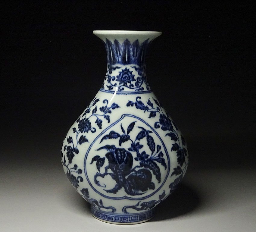 中国明時代染付花瓶(箱付き) Yahoo!オークション -「染付 花瓶」(骨董陶磁器一般) (中国