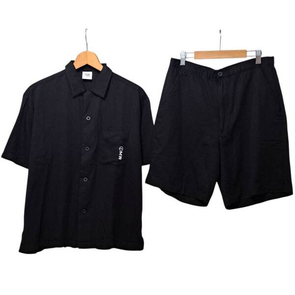 GU x SOPH 1MW ジーユー ソフ オープンカラーシャツ 半袖 ハーフパンツ セットアップ 黒 ブラック S M 上下セット