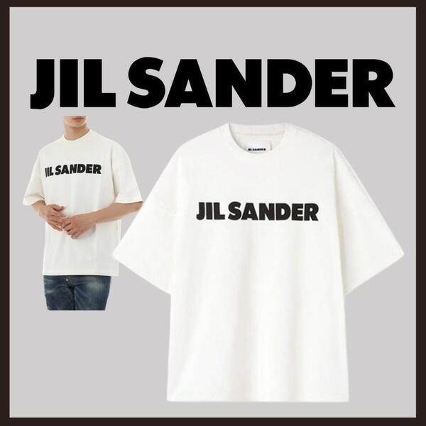 ○★新品 未使用 JIL SANDER ロゴTシャツ 定番ボックスロゴ ロゴドン ホワイト L(ジルサンダー)○●