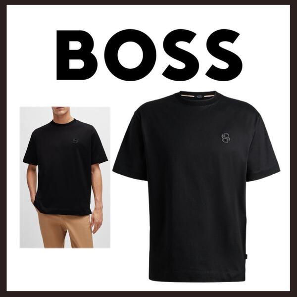○★新品 未使用 BOSS ダブルBモノグラム Tシャツ ワントーンロゴTシャツ ブラック M(ヒューゴボス)○●