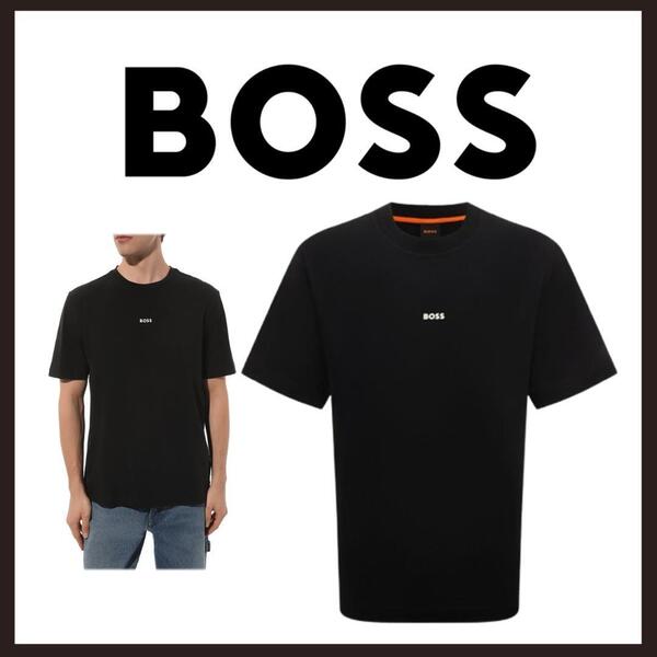 ○★新品 未使用 BOSS リラックスフィットTシャツ ストレッチコットン ロゴ ブラック M(ヒューゴボス)○●